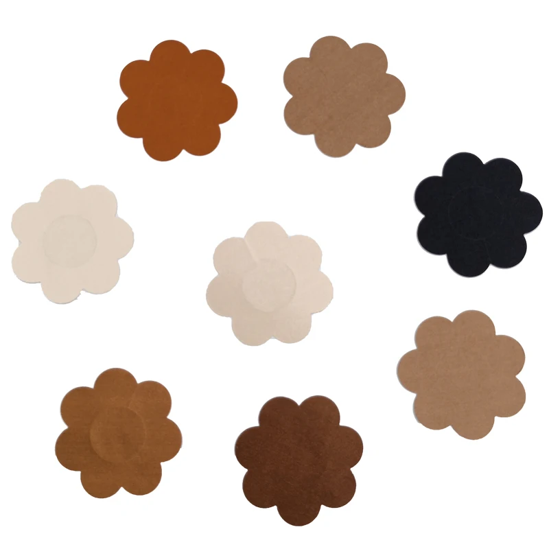 8 Colors Flower Shape Disposable Adhesive Breathable Fabric Nipple Covers