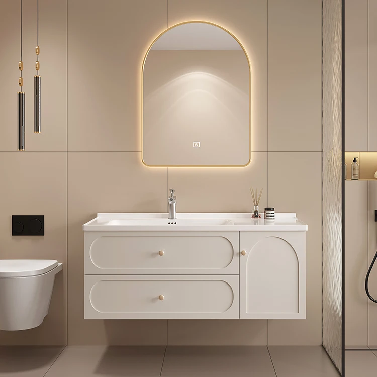 Factory Price Direct Sale Hotel Bathroom Sink Cabinets Wall Mounted Multi-layer Eucalyptus Furniture Bathroom Vanity Cabinets