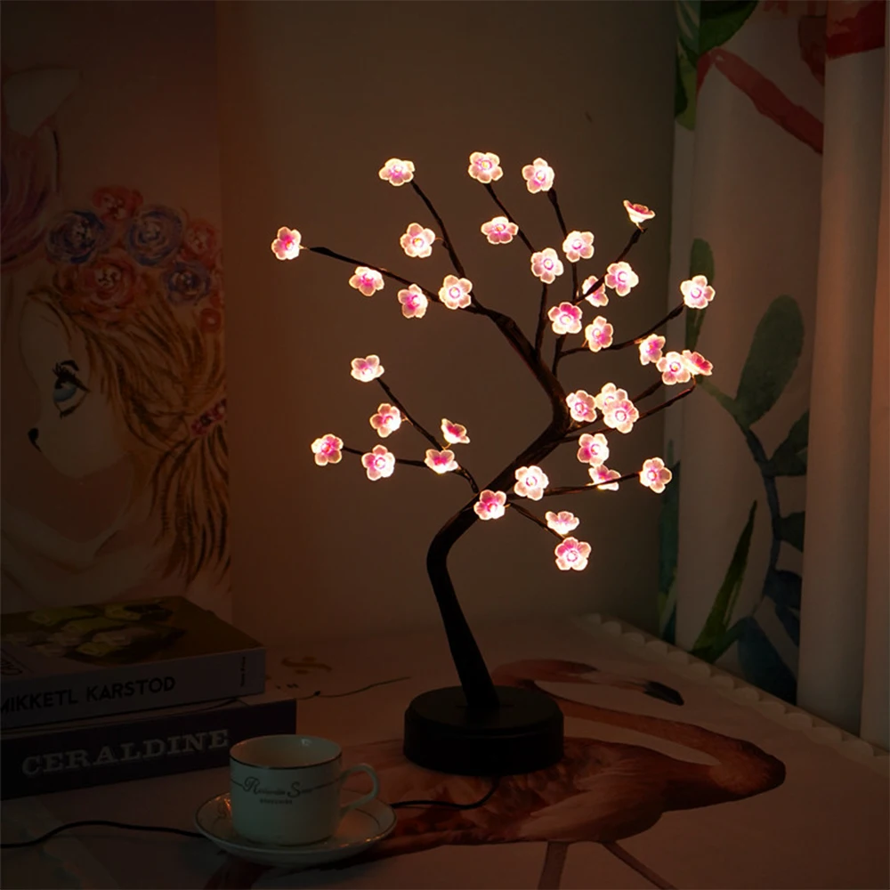 LED 45 cm Pearl tree lamp room romantic ornaments touch switch Usb and Battery Power Table Light
