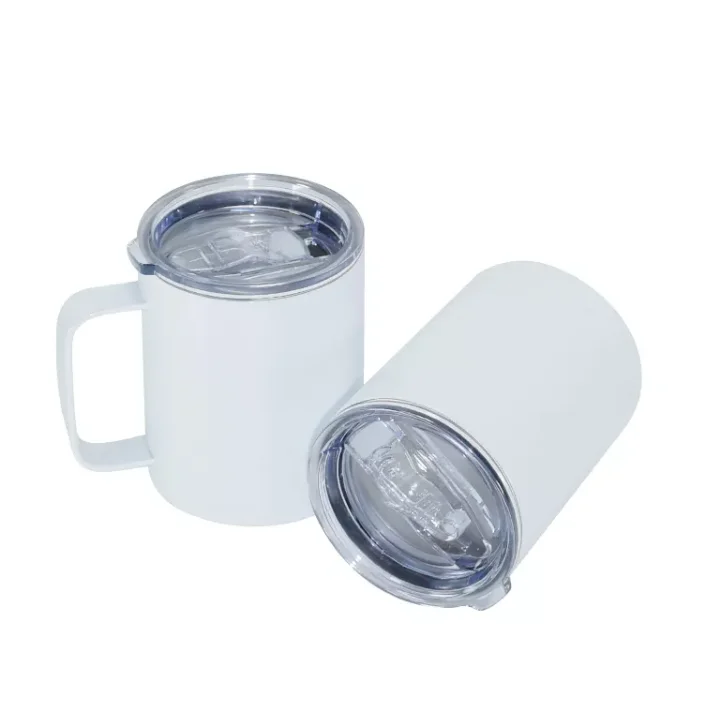 USA Warehouse 10oz Sublimation Coffee Travel Mugs Vacuum Regular Tumbler Stainless Steel blank Sublimation car mug with handle