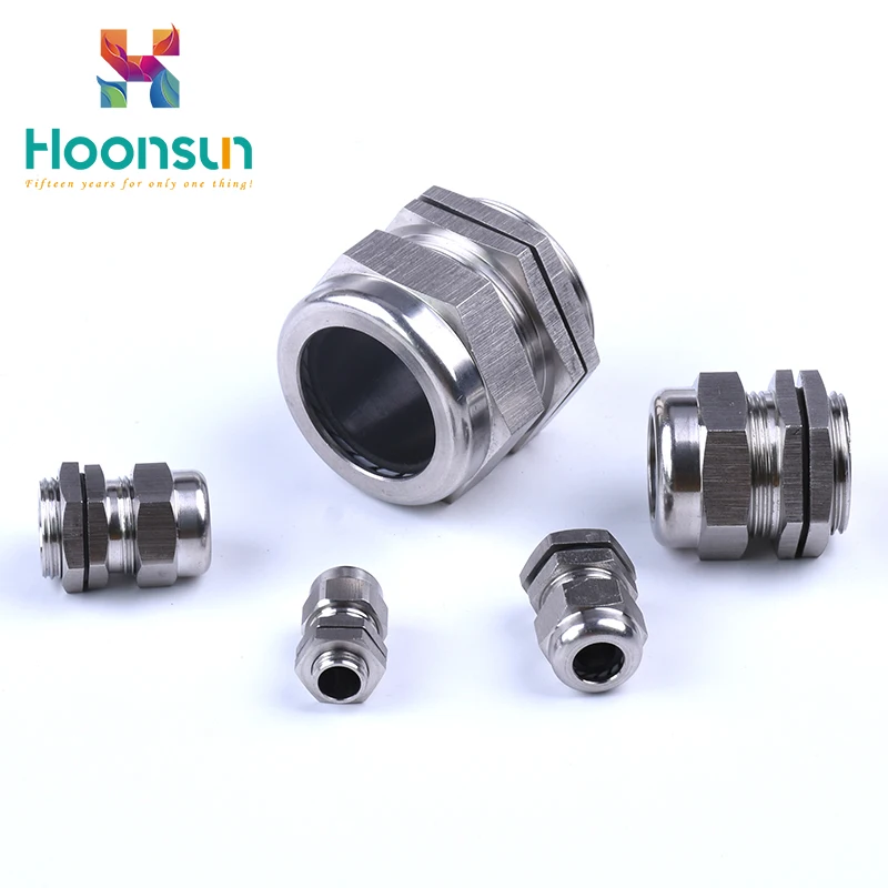 Hoonsun IP68 waterproof stainless steel cable gland connector pg13.5 metric metal brass cable gland silicon rubber