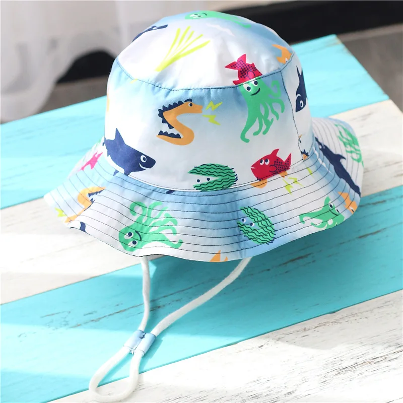 Outdoor Beach Swim Fishing Summer UV Protective Breathable Foldable Sun Hats Wide Brim Bucket Hat for Baby Toddler