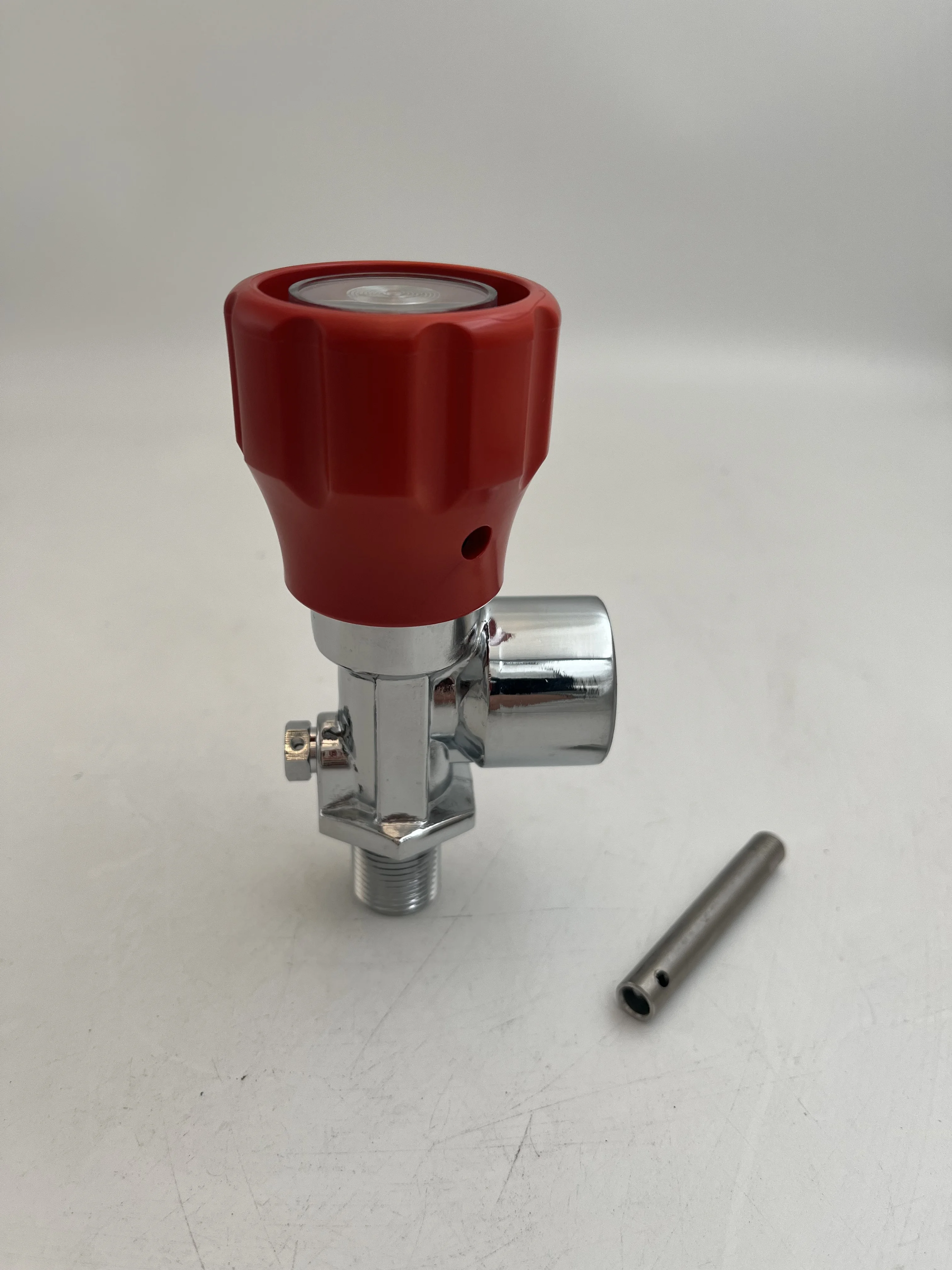 High Air Pressure Valve Red Gauge SCBA Valve With Pressure Gauge For Carbon Fiber Gas Cylinder