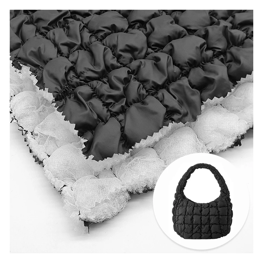 New fashion 100% nylon bag fabric 380T nylon taffeta bubble checked fabric quilting silk floss bag fabric
