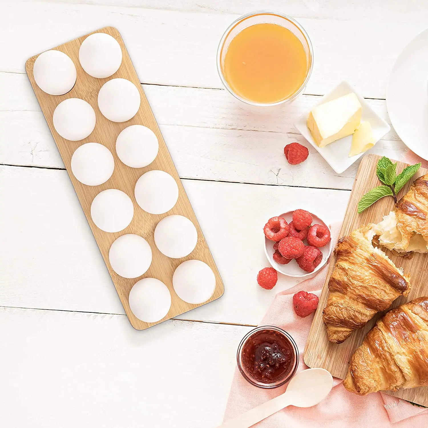 Деревянный бамбуковый поднос для яиц, вмещает 12 яиц на столешнице или холодильнике