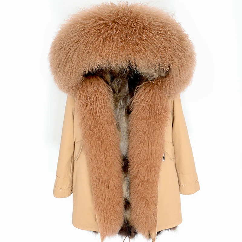 Winter New Large Lamb Fur Collar Fur Removable Raccoon Hair Inner Bladder Slimming Coat