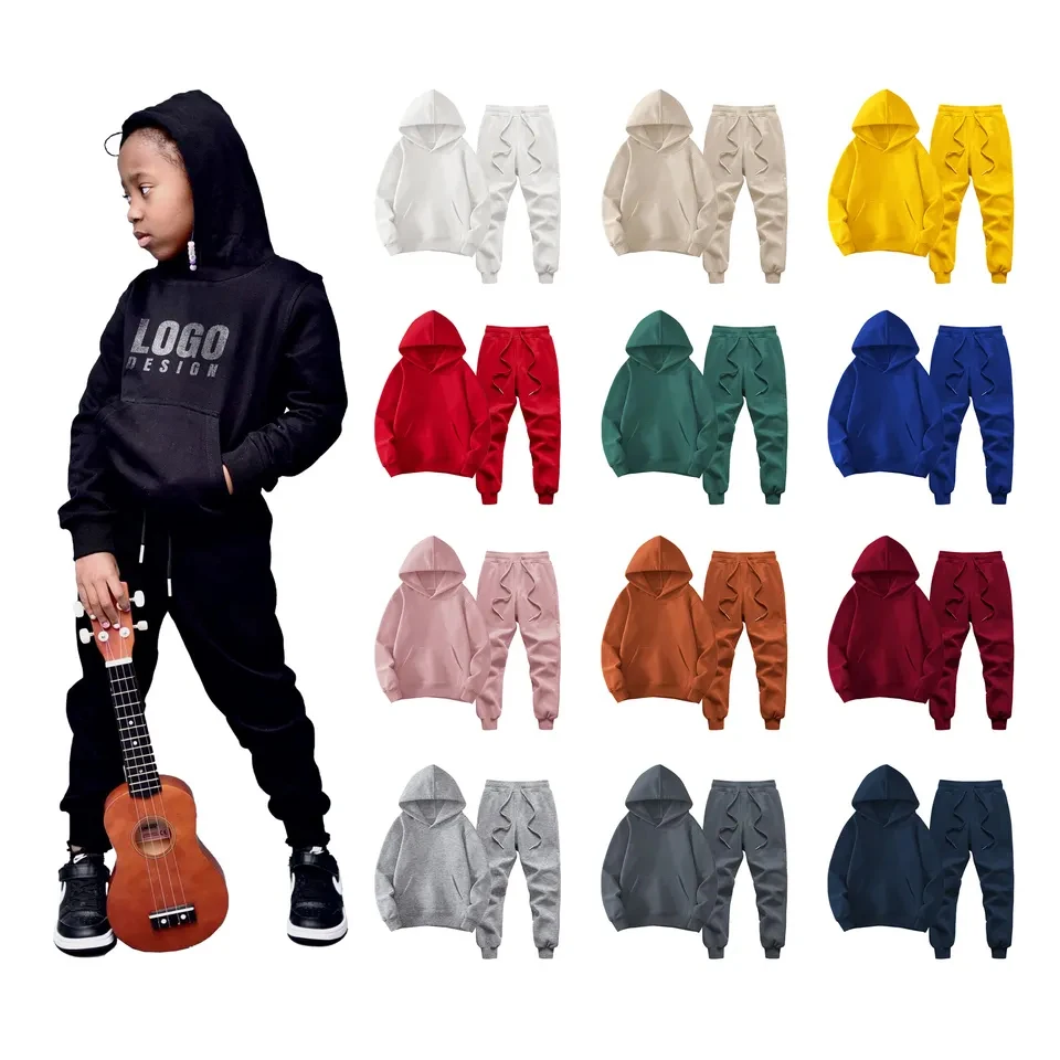 Cotton Boy Clothes Long Jersey Set Sweat Shirt and Pant Set 2 pic French Terry Baby Hoodies Set Baby Sweatsuit Kids Tracksuits