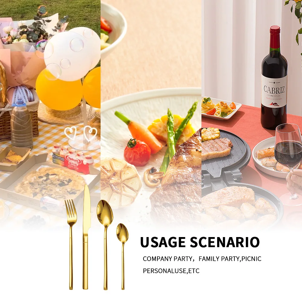 GEMEI New Arrival Stainless Steel Cutlery Set Western Steak Knife Fork and Spoon 24-piece 18/10 Flatware Set