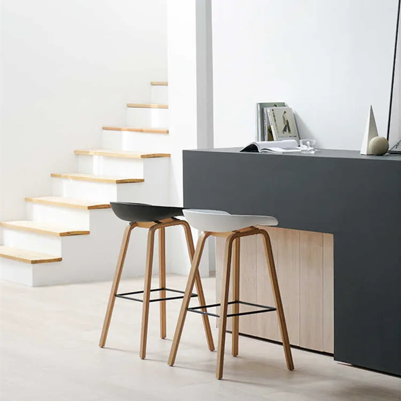 Amazon hot bar chair simple solid wood home Nordic bar chair backrest front desk high stool bar stool