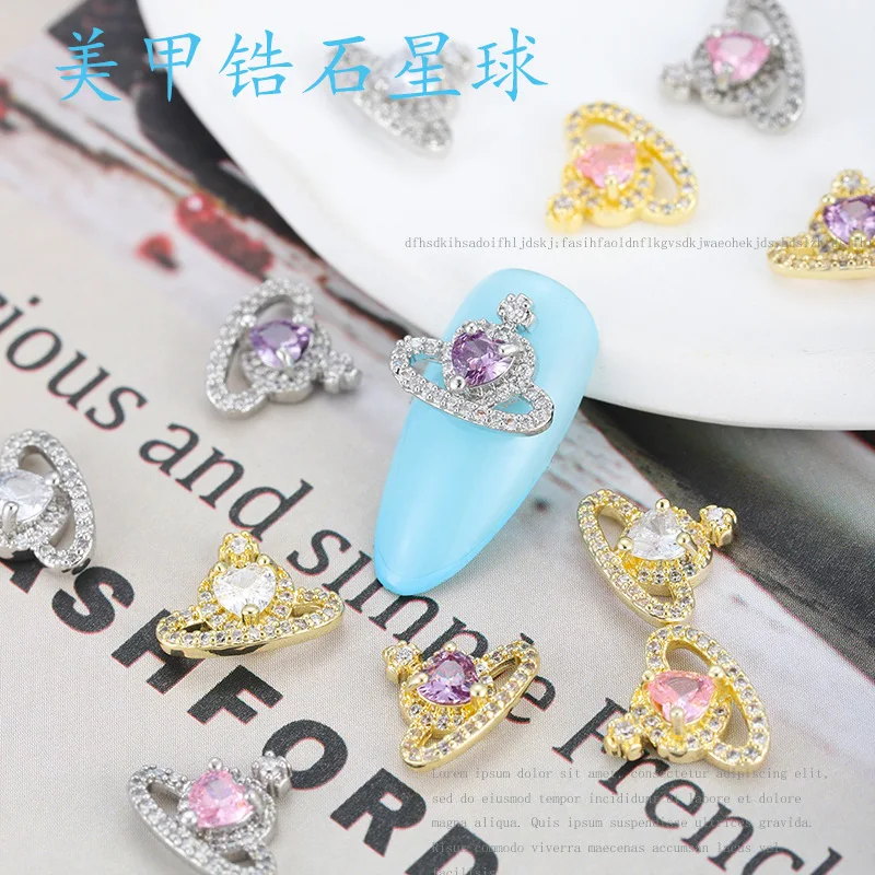 Luxury Nail Art Charms Cubic Zircon Nail Drill Diamond Celestial Body Star Crown Colorful Crystal Nail Sticker Finger Jewelry