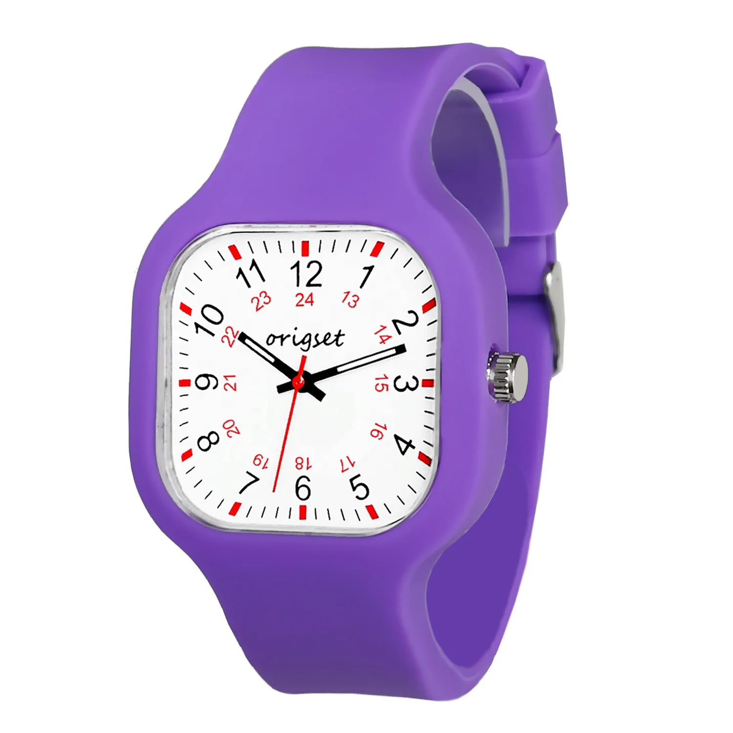 Purple jelly silicone sports unisex watch 12/24 hours military time Customer Logo own design printing Cheap women watches
