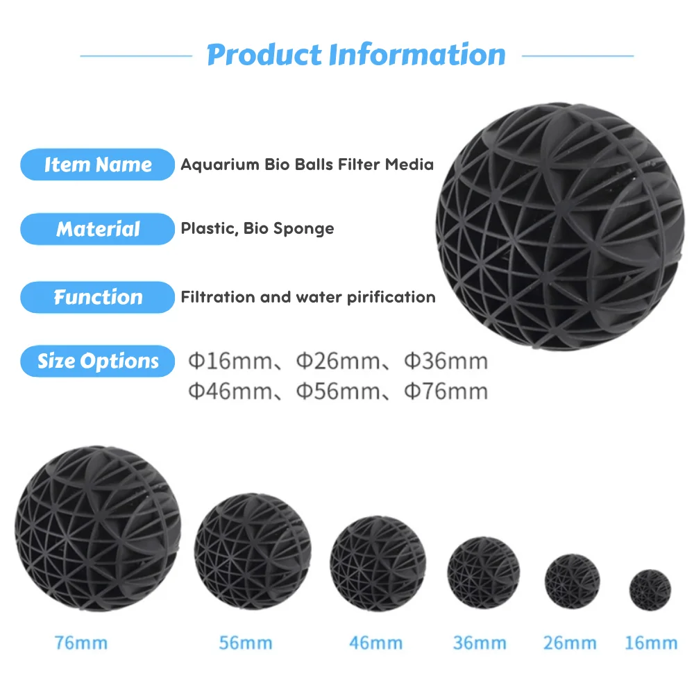 26mm 36mm 46mm Biological Balls Filter Media Effective Aquarium Filter Bio Balls with Sponge