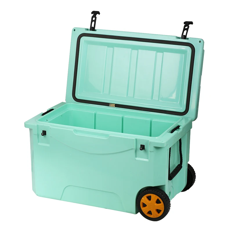 Rotomolded 60L fish cooler box with lock multifunctional wheel ice chest cooler