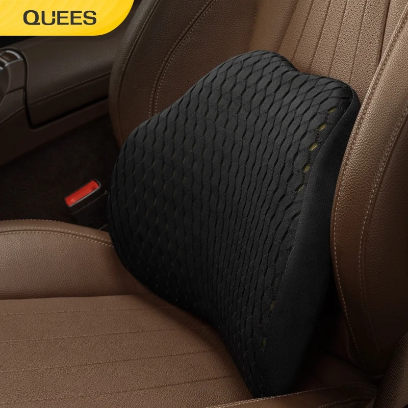 Quees 2021 New Arrival Car Back Support Lumber Cushion Comfortable Waist Support Memory Foam Lumbar Support Pillow For Chair