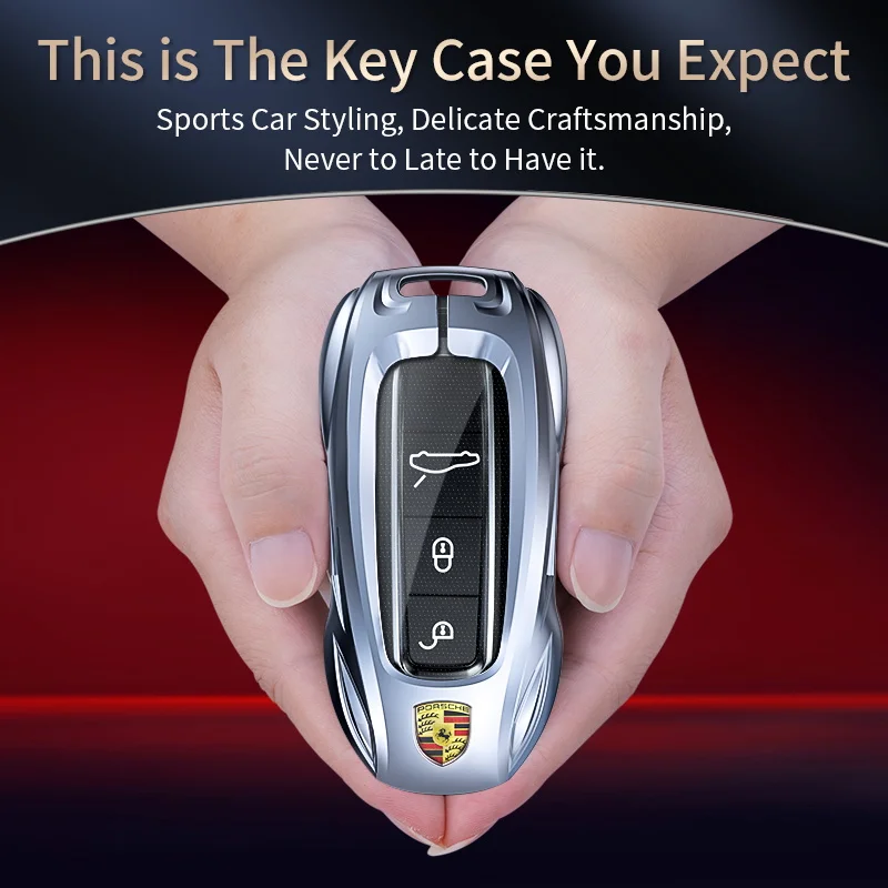 Compatible For Porsche Cayenne Series Car Key Case Cover Macan 718 Panamera Taycan 911 Macan Metal Full Protection