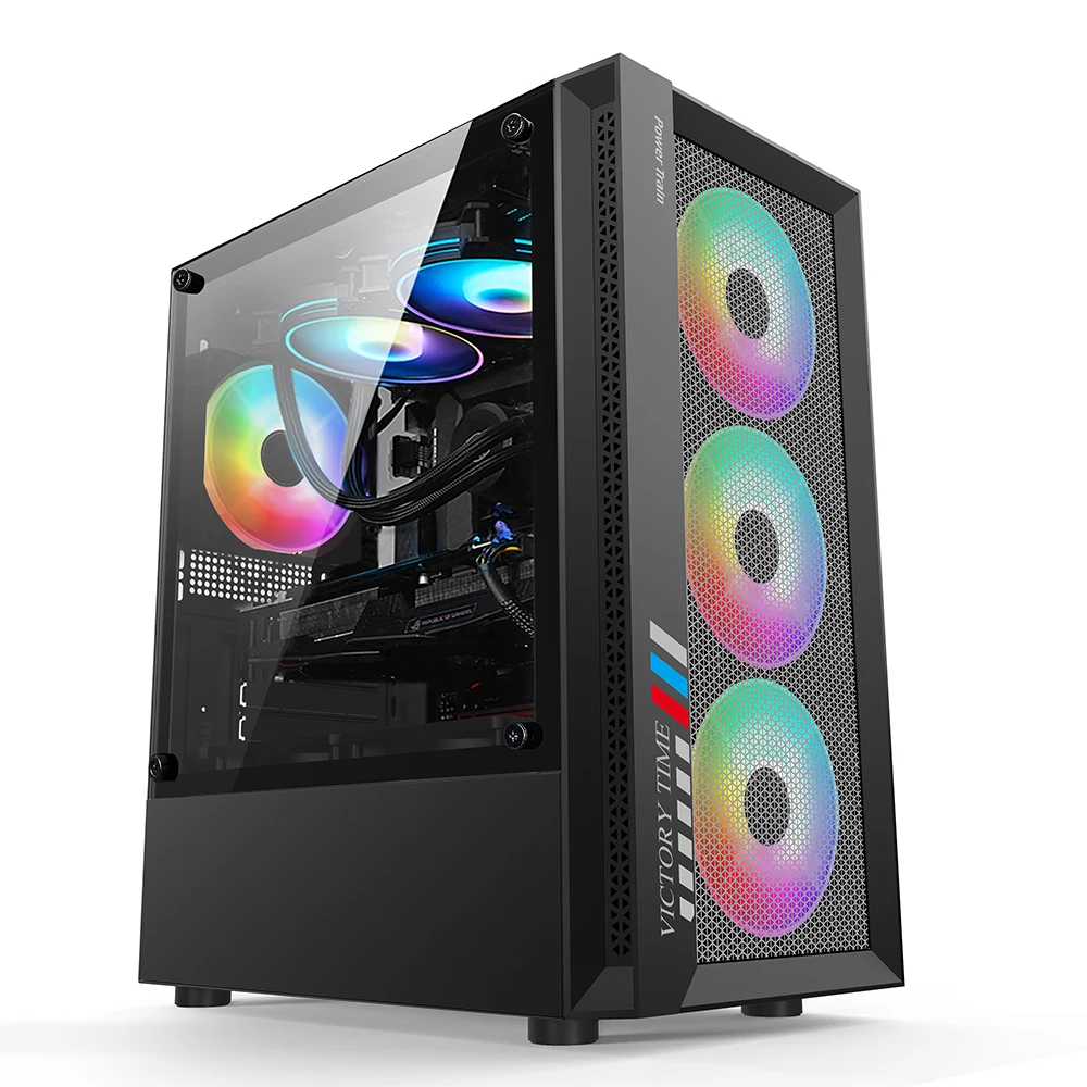 Popular Black MATX Tower Aluminium PC Gaming Computer Case Gamer Desktop Casin PC Cabinet Casing
