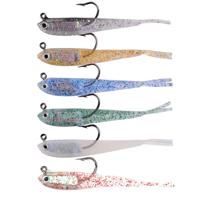 Custom Forktail Jig Head Lure 75mm 6g Fishing Lures Luminous Soft Sorm Slipper Seabass Blackfish Bait