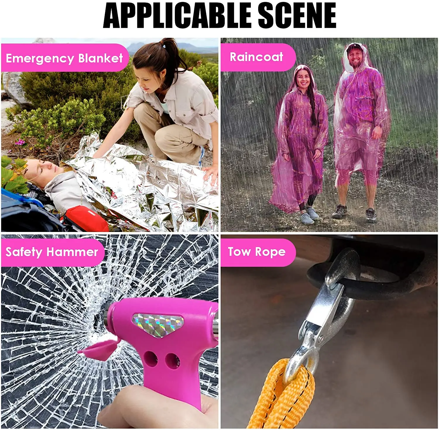 Customized Emergency Tools Safety Hammer Jump Cable Car Emergency Assistance Car Kit Roadside Assistance Kit First Aid Kit