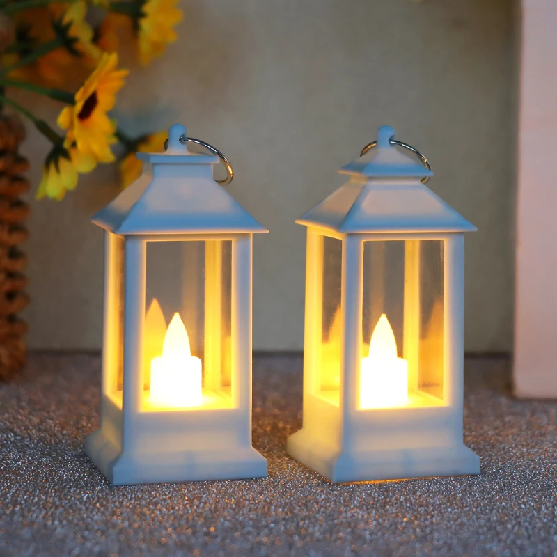 Christmas Mini Lantern with Flickering LED Candles for Indoor Outdoor Wedding Halloween Party Table Centerpiece