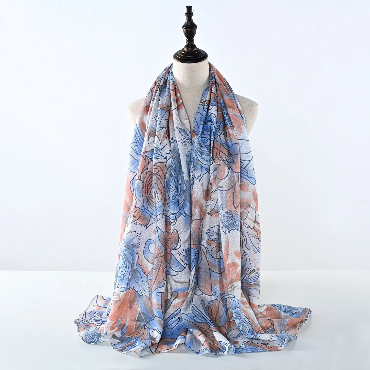New Style Floral Printed Chiffon Hijab Women Muslim Hijabs Colorful Printed Scarves Free Sample