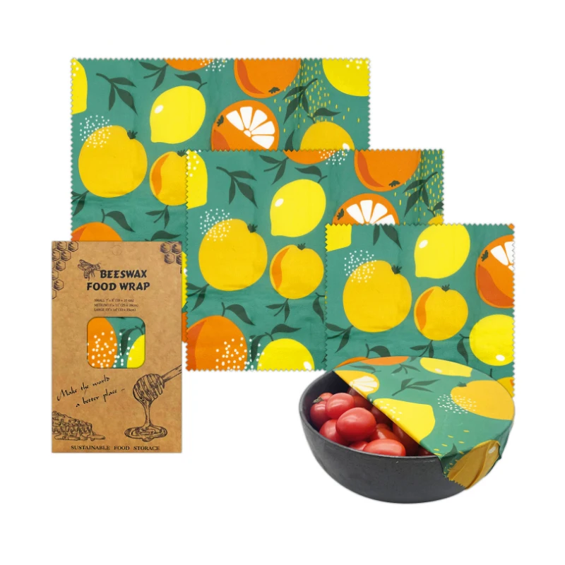 Stock pack of 3 Reusable beeswax food wrap Eco Friendly Sustainable Bees Wax Paper cover for Food to Keep Fresh Beeswax Wrap