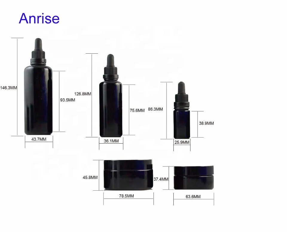 Excellent Quality 10ML 15ML 20ML 30ML 50ML 60ML 100ML Black Dark Violet Glass Essential Oil Treatment Pump Spray Dropper Bottle