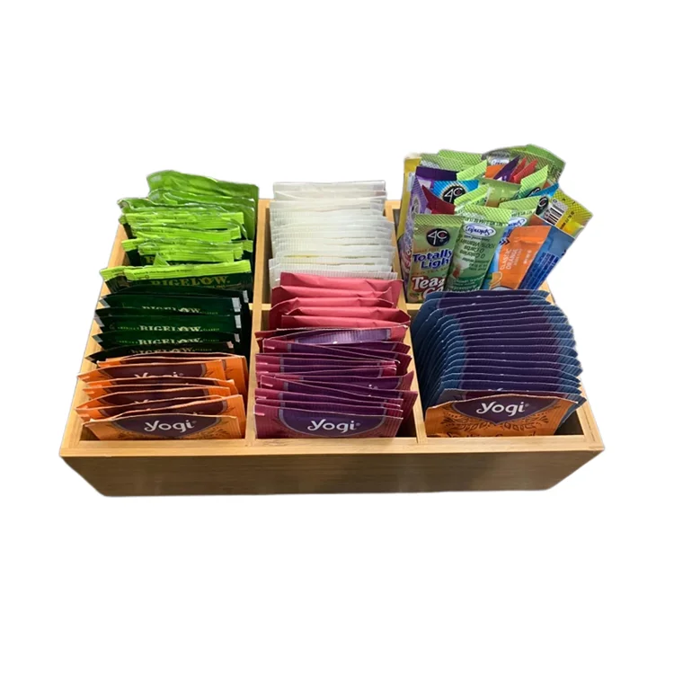 Контейнер для пищевых продуктов коробка-держатель футляр подсластители кофейных закусок сахара и небольшие пакеты изготовленные на заказ бамбуковые деревянные чайные органайзер хранения