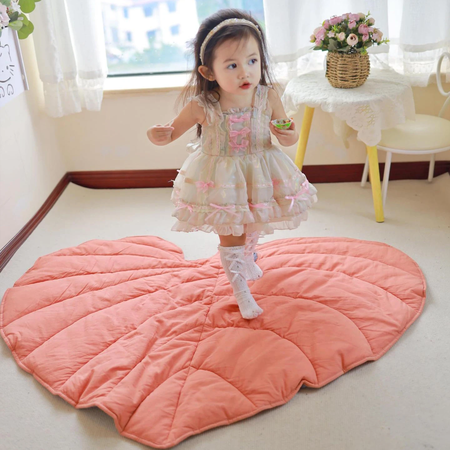 Nordic Decor Pad Cotton Newborn Infant Crawling Leaves Playmat Floor Carpets Children Room Kids Gym Baby Soft Play Mat Rug