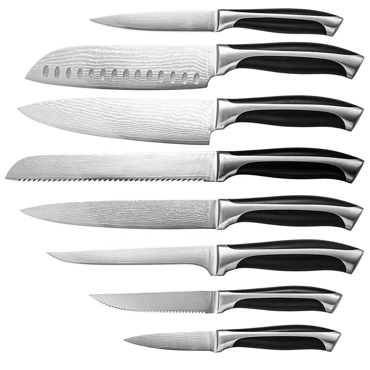 2021 new design 8pcs professional Damascus kitchen knife set