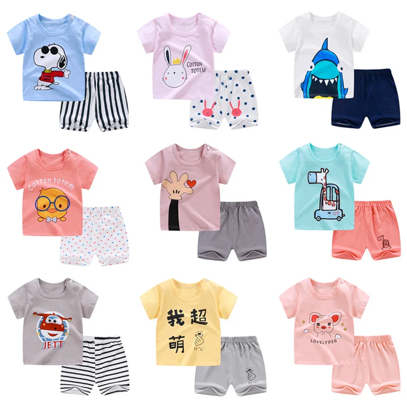 
Summer Top Quality 0- 6 Years Cotton Pajamas for Boy and Girl Children Homewear Suits Kids Clothes Sets 