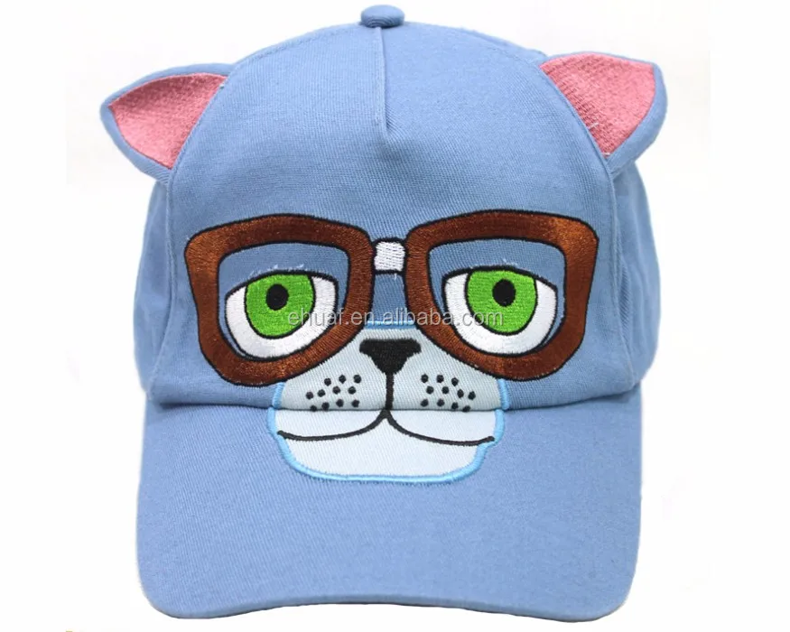 Azo free cotton twill embroidery family hat sewing ears cute children hat and cap