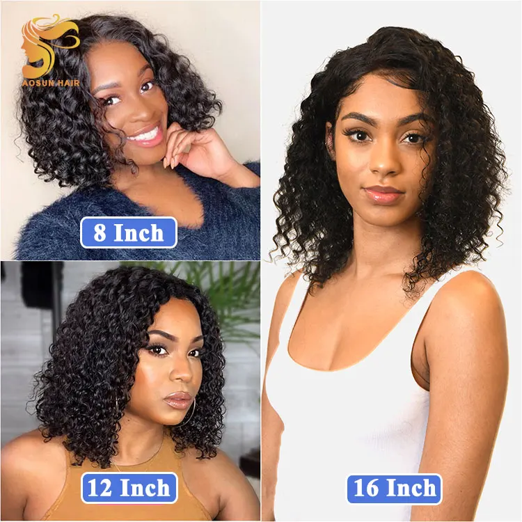 Aosun Bob Lace Front Short Curly Wig For Black Women, Brown Short Bob Lace Wig, Short Pixie Cut Bob Wigs 100% Human Hair