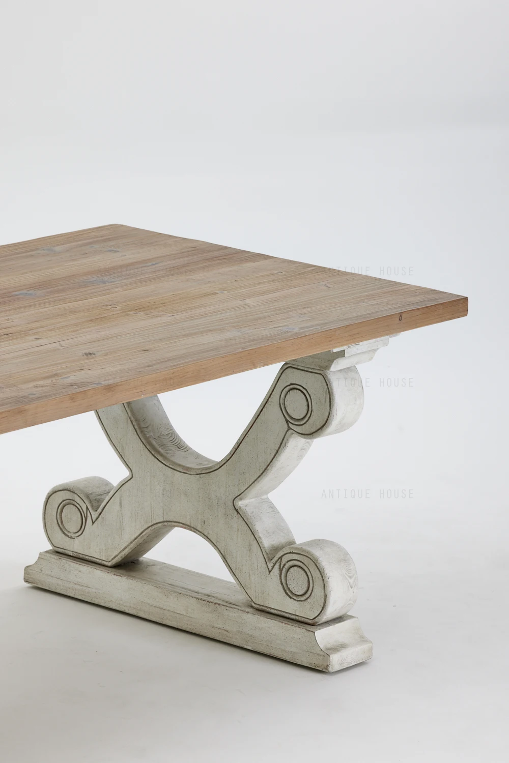 French Vintage Kitchen Furniture Natural recycled pine Handmade Dining Table Dining Table Set 6 Seater