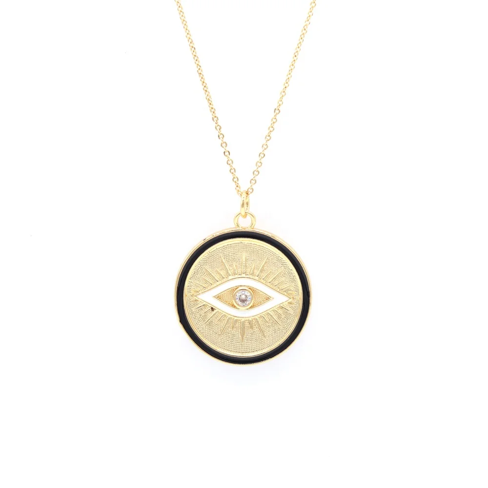 2023 Hot Selling 18k gold plated Turkish White Zircon Eye Pendant Necklaces