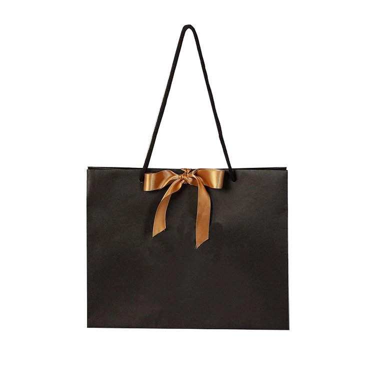 Personalized design boutique colorful ribbon luxury custom printed gift paper shopping bags with your own logo