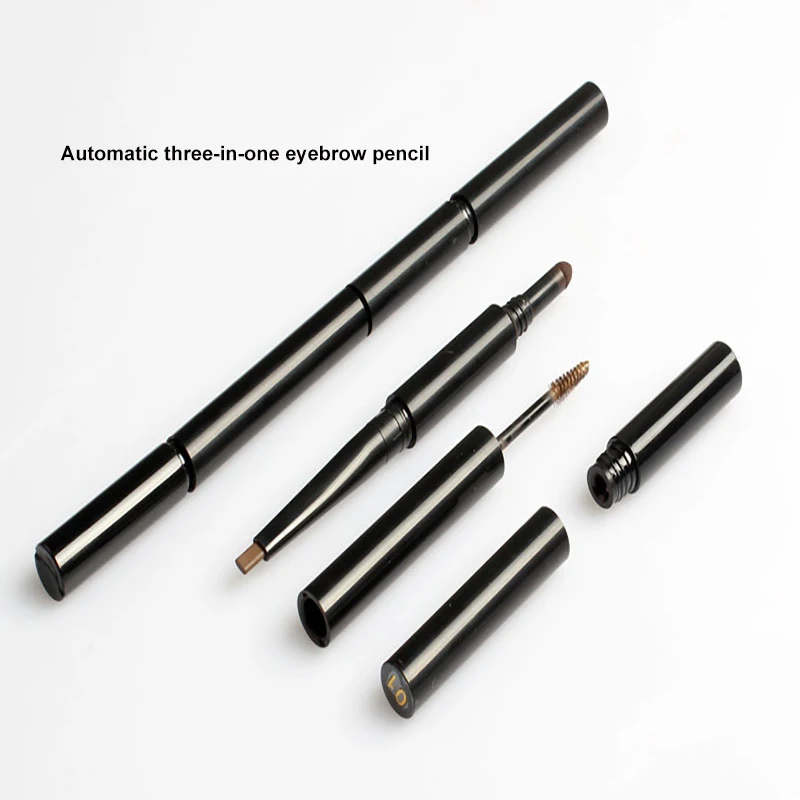 Custom Logo Brow Makeup 4 Colors Natural Waterproof 3 in 1 Black Eyebrow Pencil