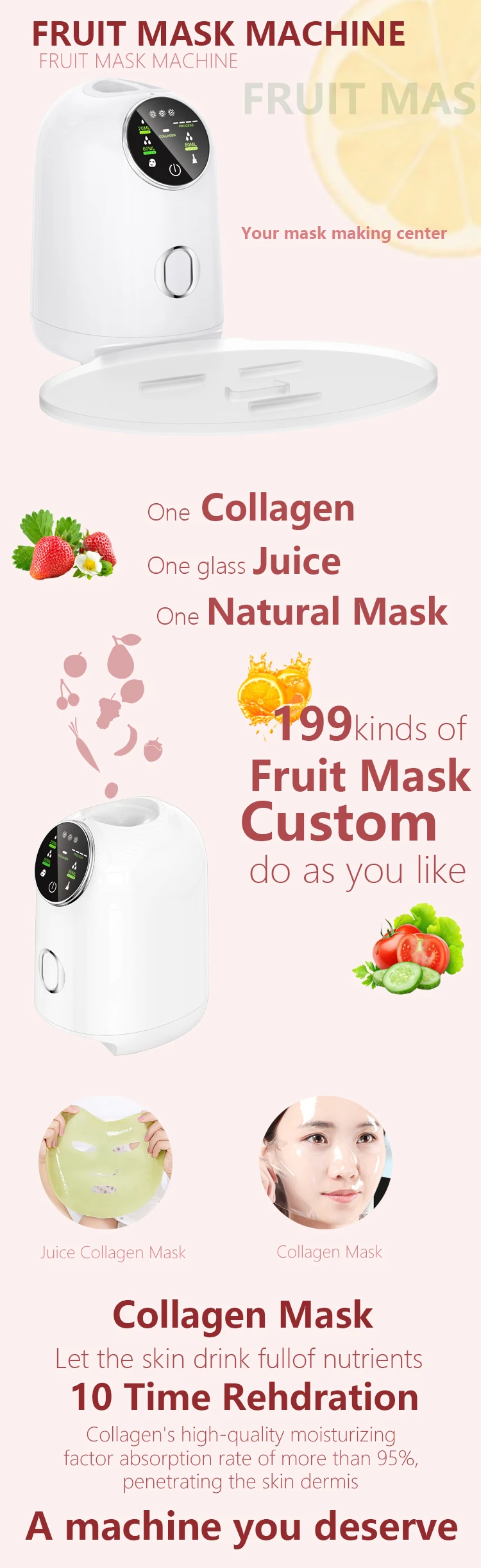 PSB automatic smart diy fruit and vegetable facial face mask maker making machine