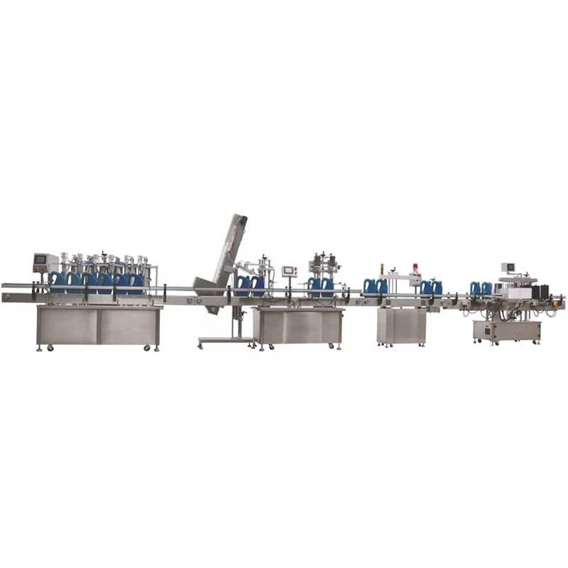 T Automatic 6 Head Piston Pump Filling Chuck Capping Foil Sealing and Labeling Line