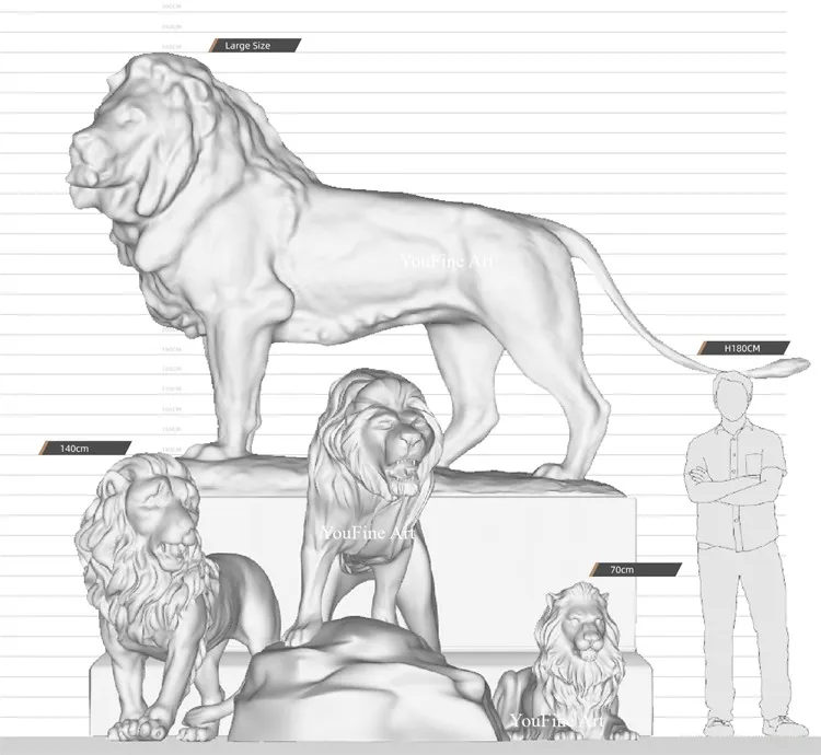 custom bronze lion statue design and size