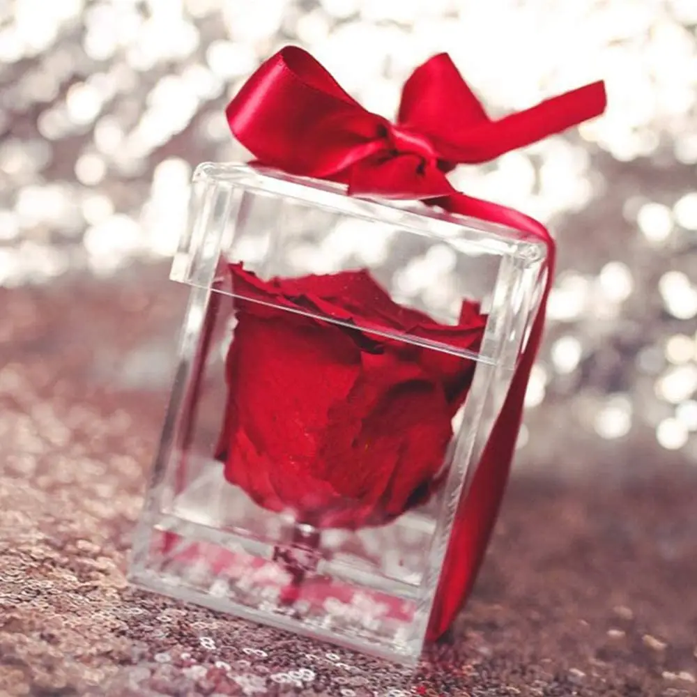 Лидер продаж прозрачная коробка для розы квадратная маленькая акриловая цветов на заказ