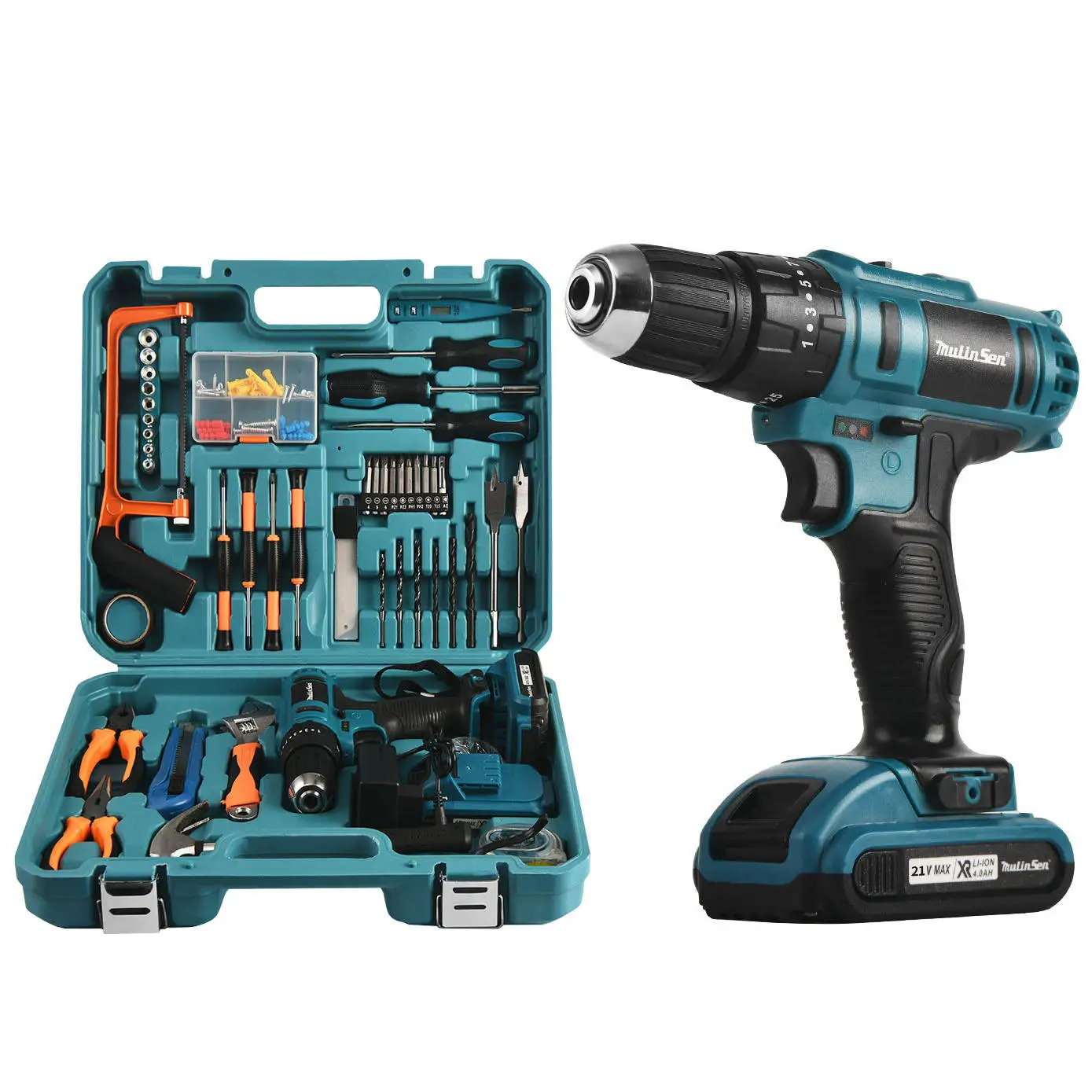 Portable Power Drill Set 21V Rechargeable Cordless Electric Impact Screwdriver Complete Home Repair Tools with OEM Customization