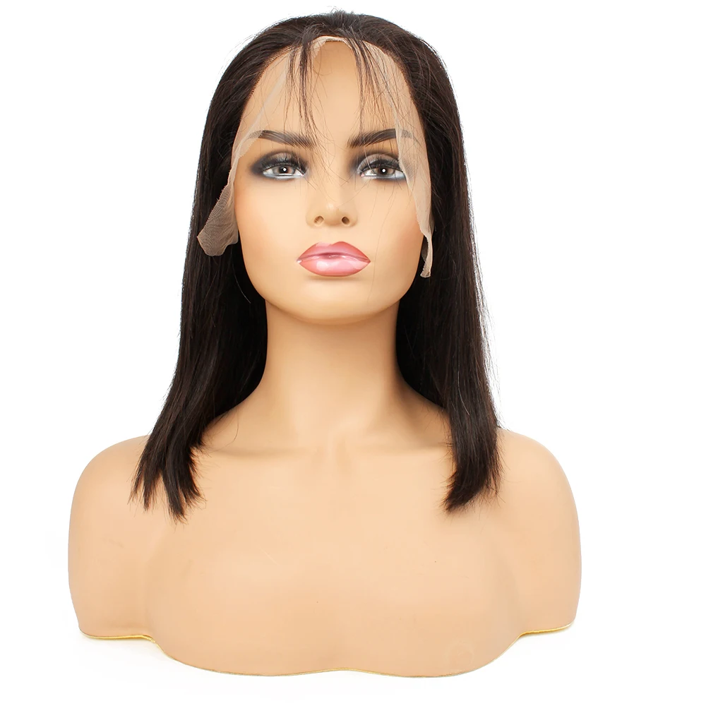 Wholesale natural aligned unprocessed 100% virgin brazilian human hair bob wigs human hair lace front