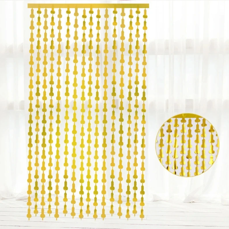 Hen Party Willy Tinsel Curtain Rose Gold Metal BackDrop Hens Party Penis Decor Bridal Party Girls Night Penis