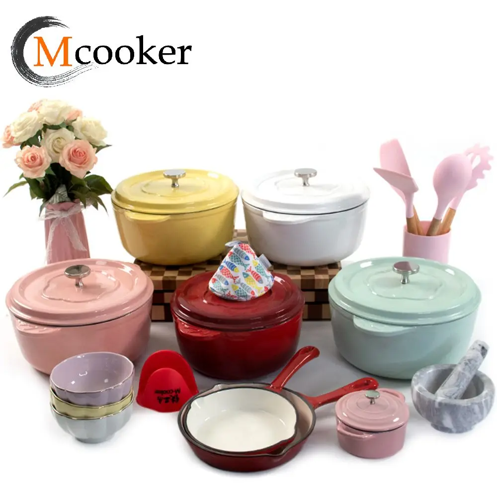 Mcooker Custom Logo 23pcs Milk Bucket Cooking Pots Set Kitchen Pots Nonstick Smart Pan Casserole Cookware Set