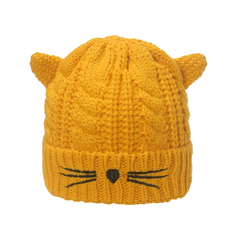Cat Ear Beanie Hats Cute Cat Knitted Hat Winter Knit Cable Hat for Women Girls