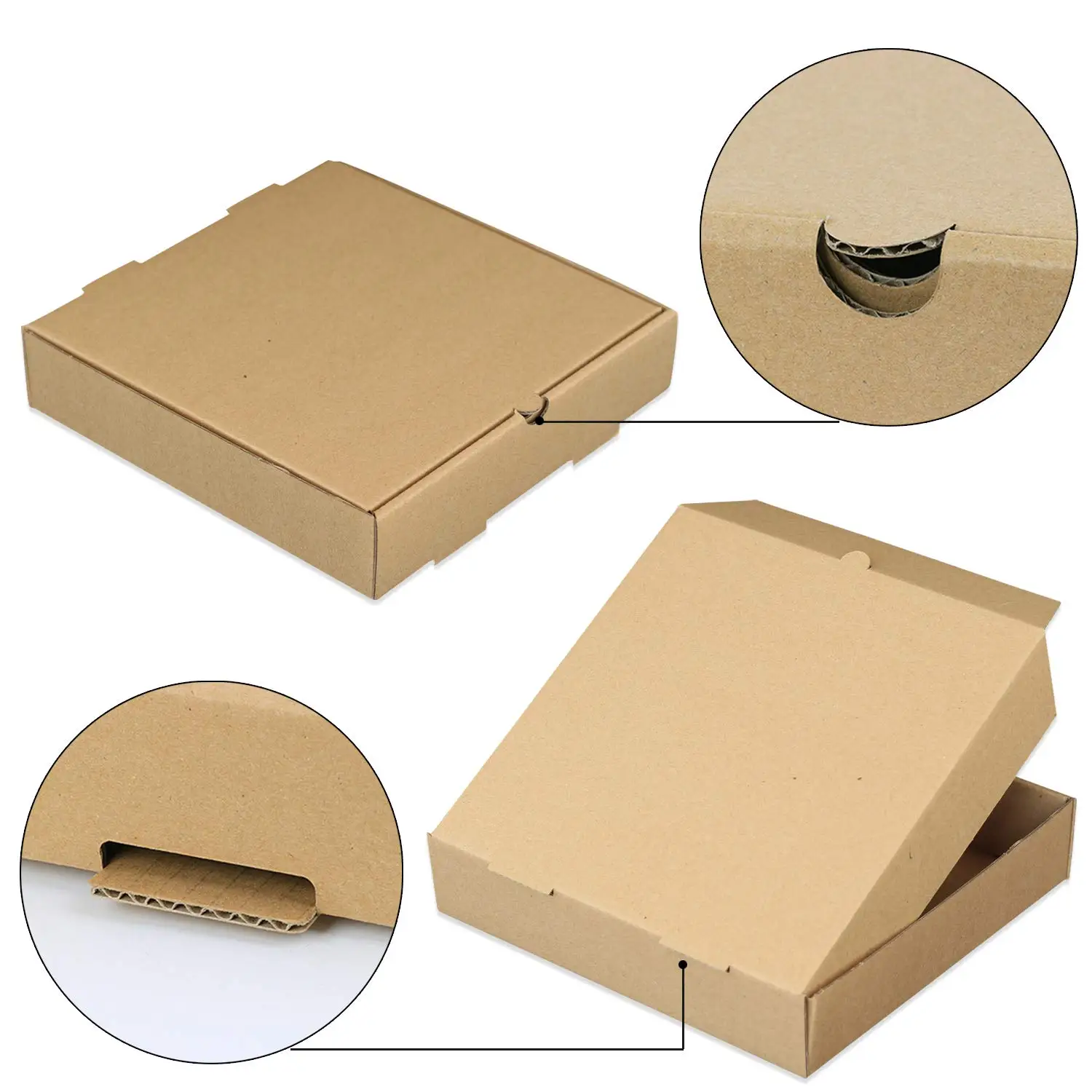 OEM Wholesale Containers Packing Boxes Takeaway Cardboard Boxes Kraft Corrugated 6 Inch Pizza Box For Pizza Cake Cookies