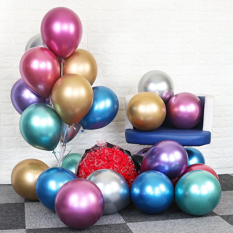 JXPARTYY balloons wholesale 12inch glossy metal latex balloons festival party supplies decorations metallic colors balloons