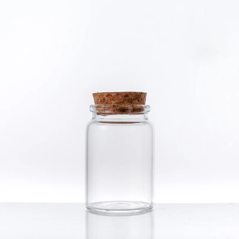 Hotsale 100ml Small Clear Glass Storage Bottles Jars with Cork Lids