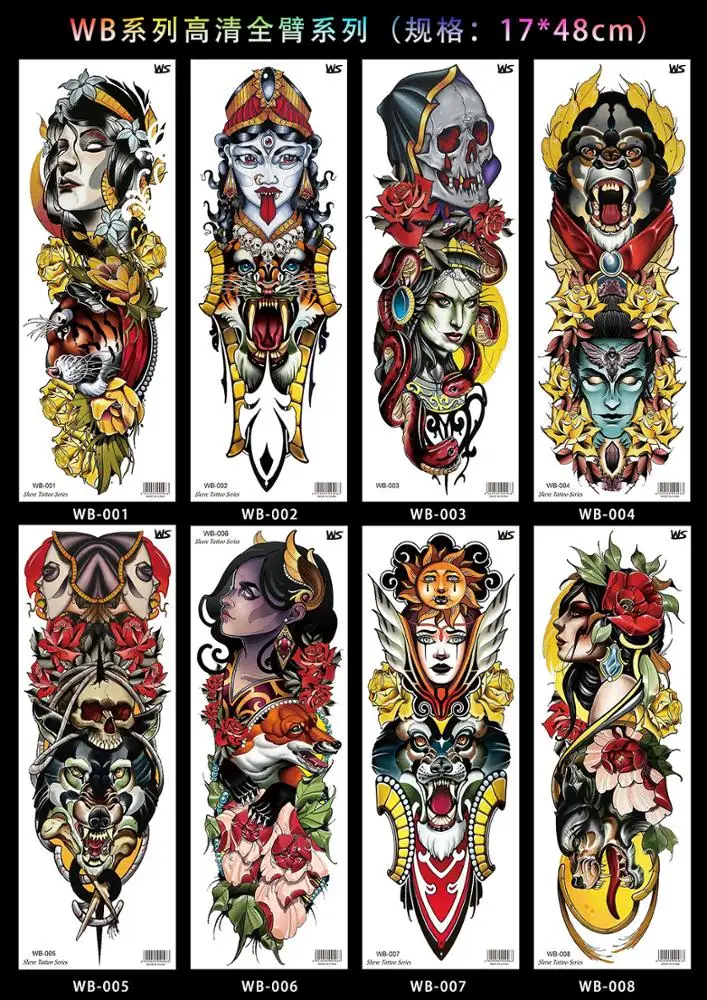 
Custom Big Full Arm Temporary Tattoo Sticker Leg Sleeves 