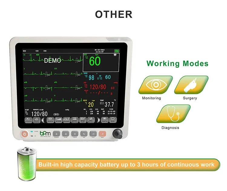 BPM-M1215 Portable Vital Signs Patient Monitor 6 Parameters Type animal vet multi parameter patient monitor